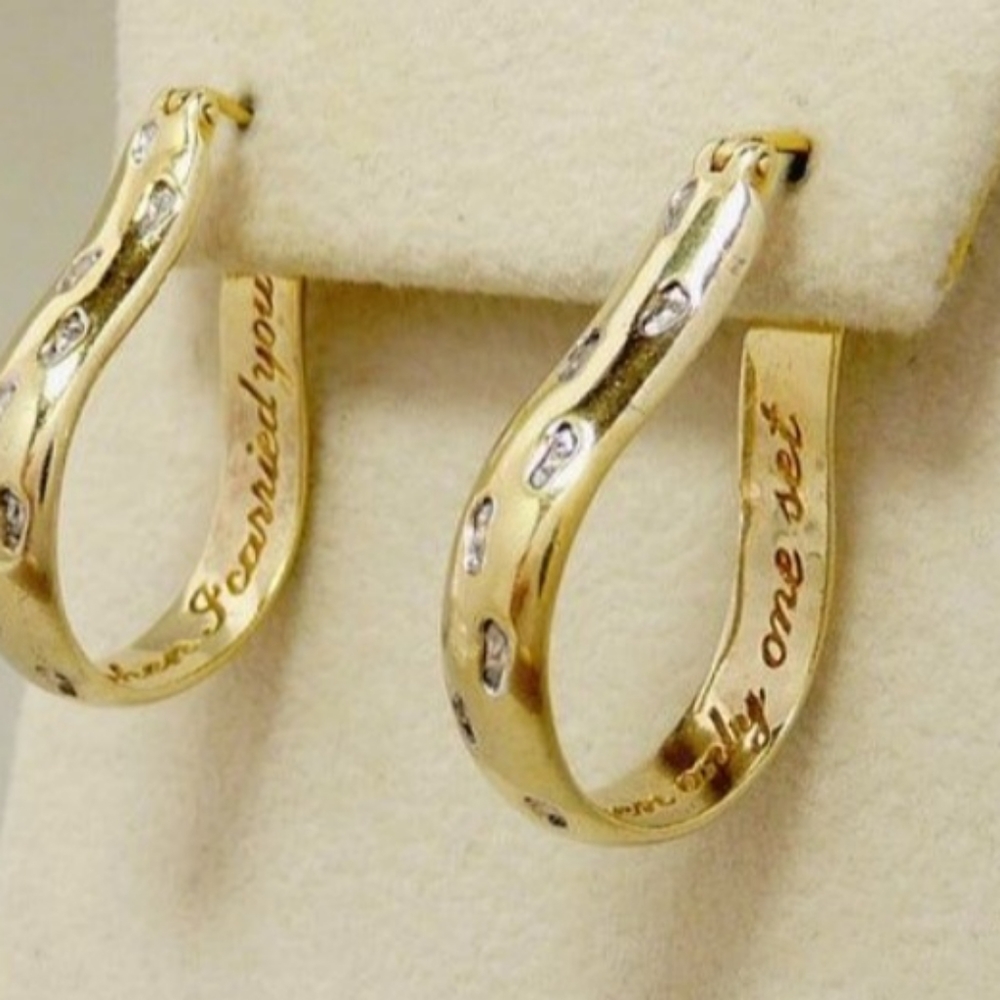 925 footprint poem earrings